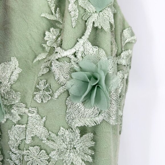 Dress the Population Audrey Floral Mesh Overlay Dress in Sage - Picture 8 of 8